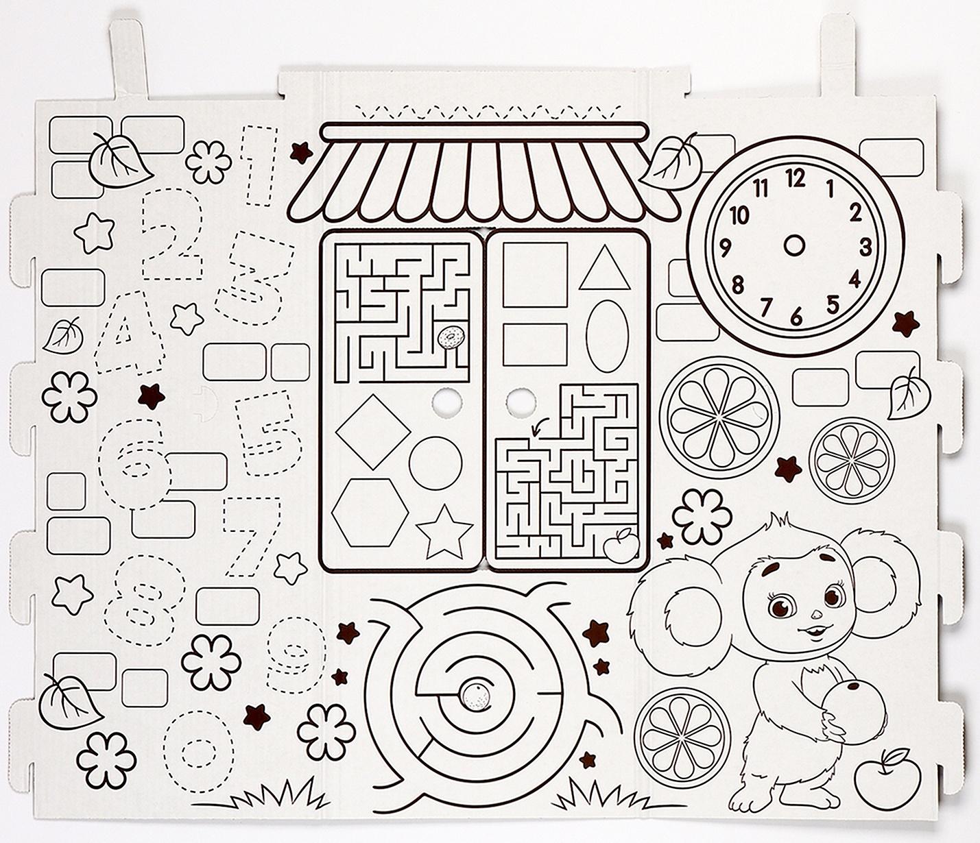 Дом из картона под раскраску «Чебурашка»