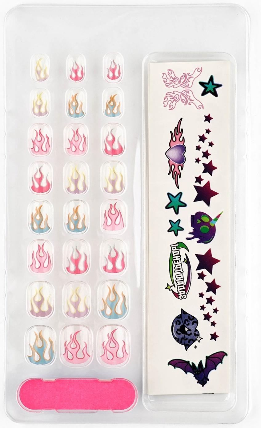 Накладные ногти детские с татуировками «Будь красоткой», 24 шт