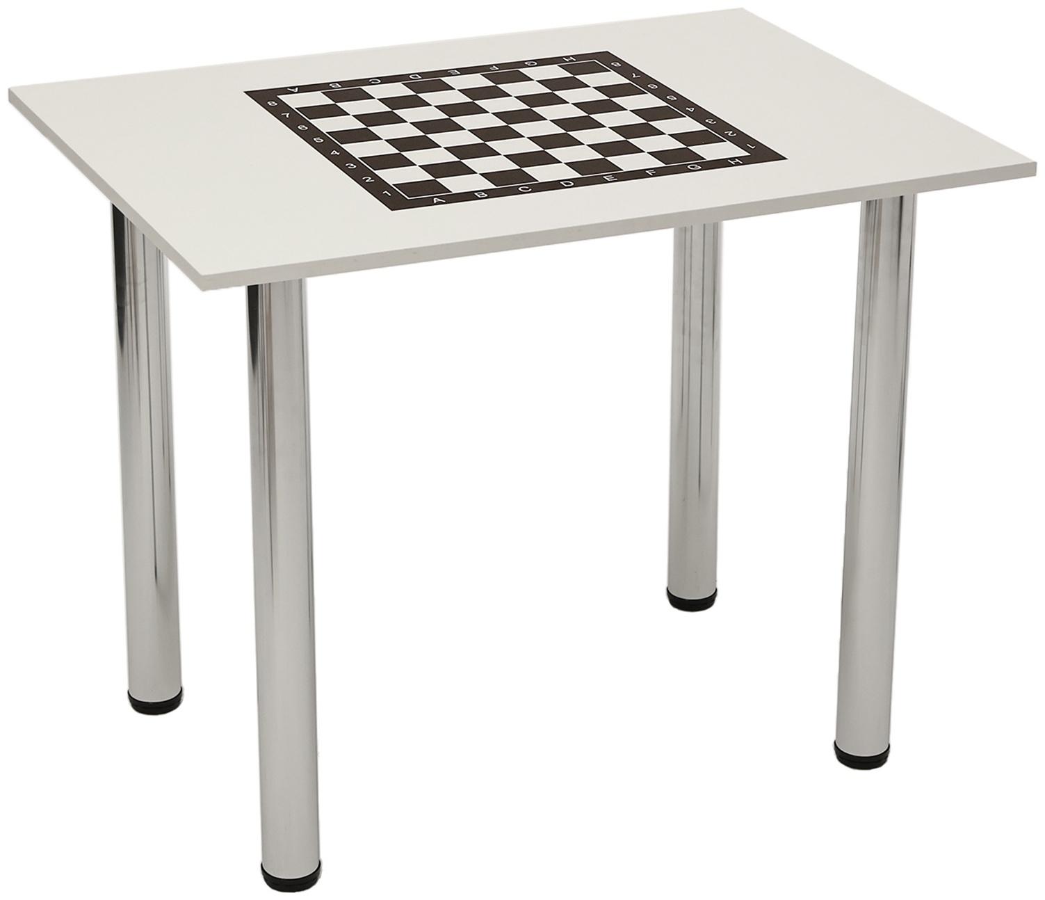 Стол шахматный на металлических ножках, белый, 90 х 65 см