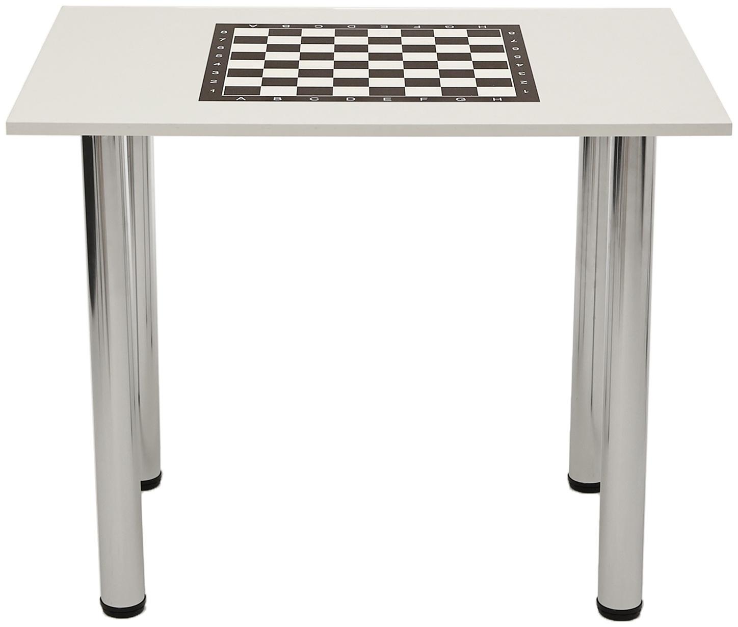 Стол шахматный на металлических ножках, белый, 90 х 65 см
