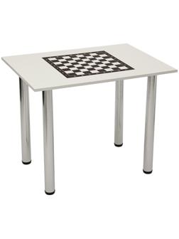 Стол шахматный на металлических ножках, белый, 90 х 65 см