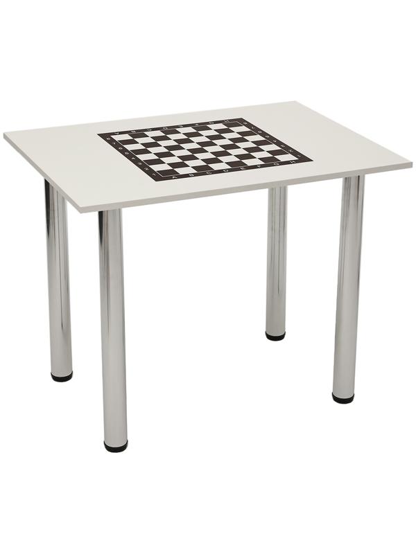 Стол шахматный на металлических ножках, белый, 90 х 65 см
