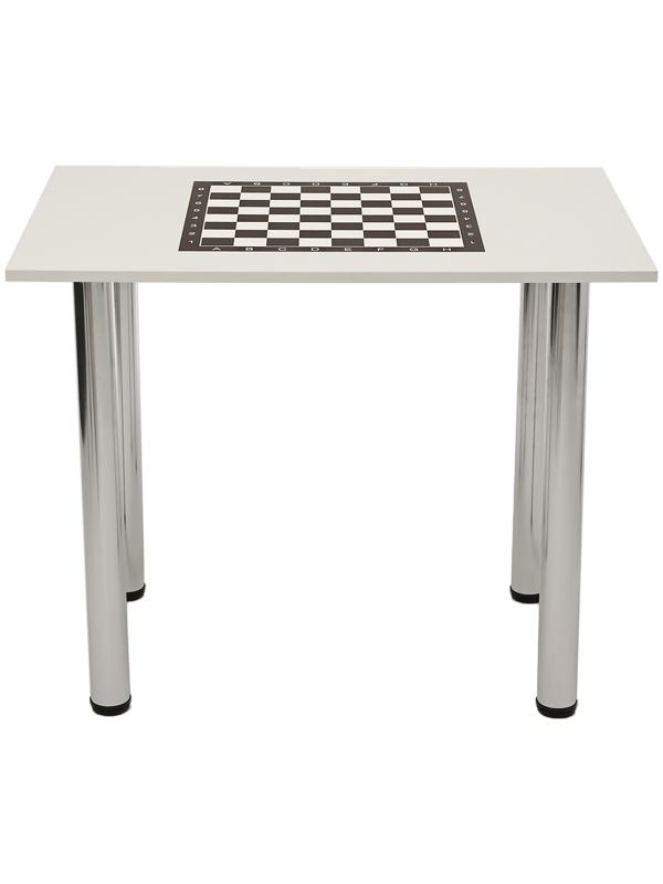 Стол шахматный на металлических ножках, белый, 90 х 65 см