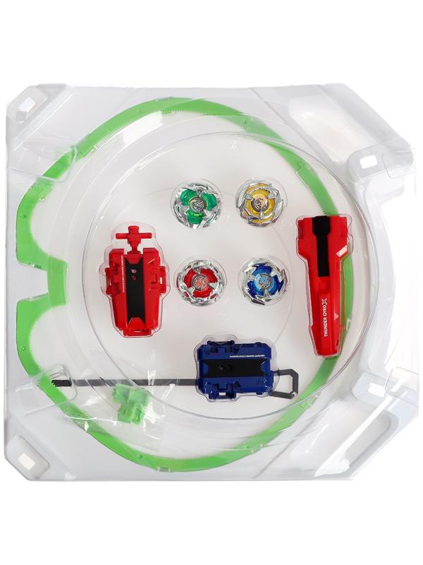 Набор боевых волчков «Gyro X», 4 волчка, с запуском и ареной, цвет МИКС