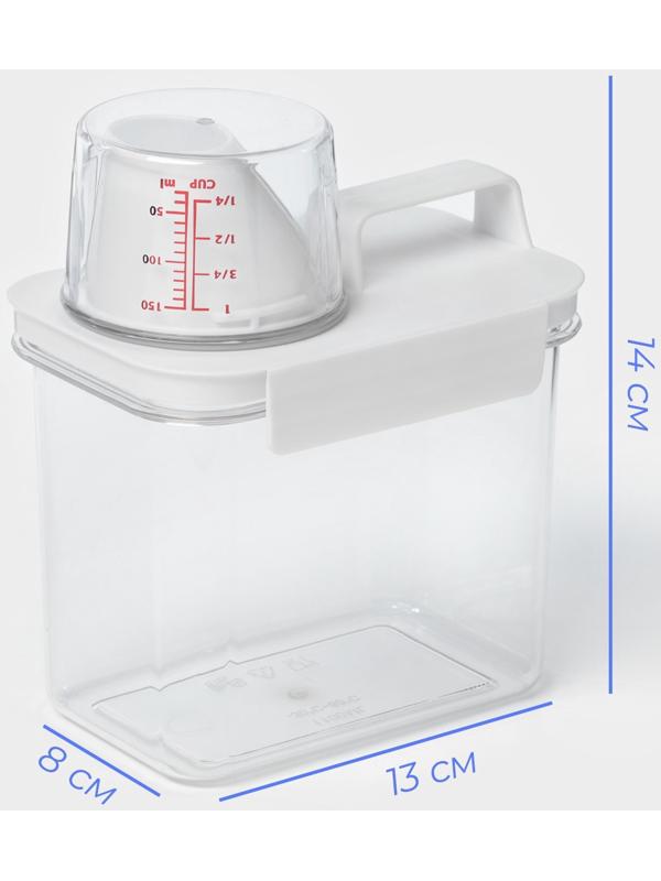 Контейнер для стирального порошка и кондиционера, с мерным стаканом, 1100 мл