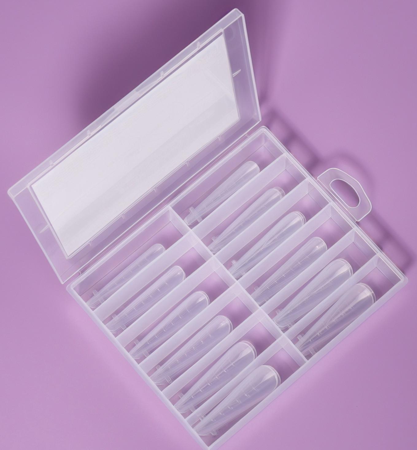 Верхние формы для наращивания в контейнере, 120 шт, 12 размеров, цвет прозрачные