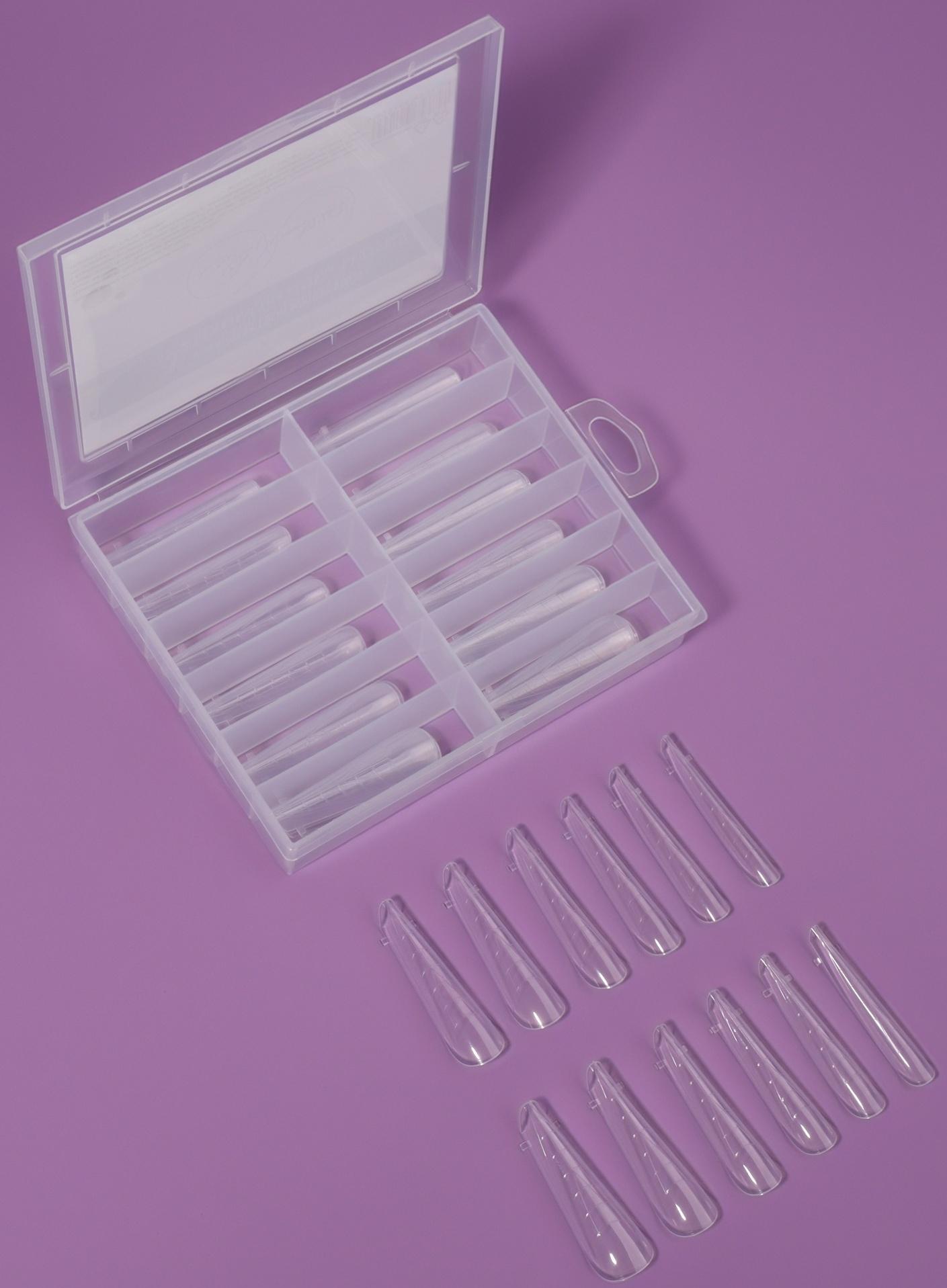 Верхние формы для наращивания в контейнере, 120 шт, 12 размеров, цвет прозрачные