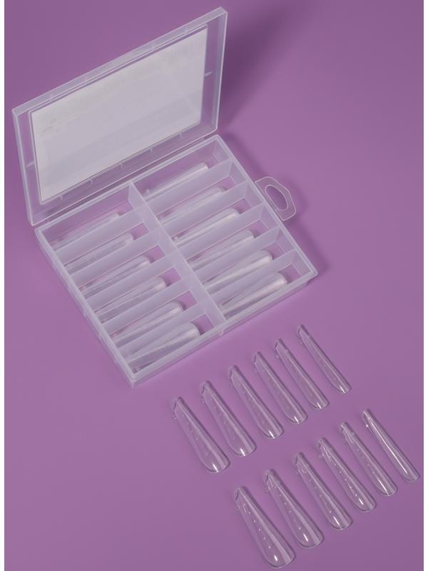 Верхние формы для наращивания в контейнере, 120 шт, 12 размеров, цвет прозрачные