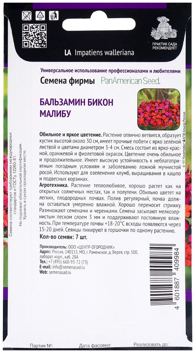 Семена цветов Бальзамин Бикон Малибу, 7шт