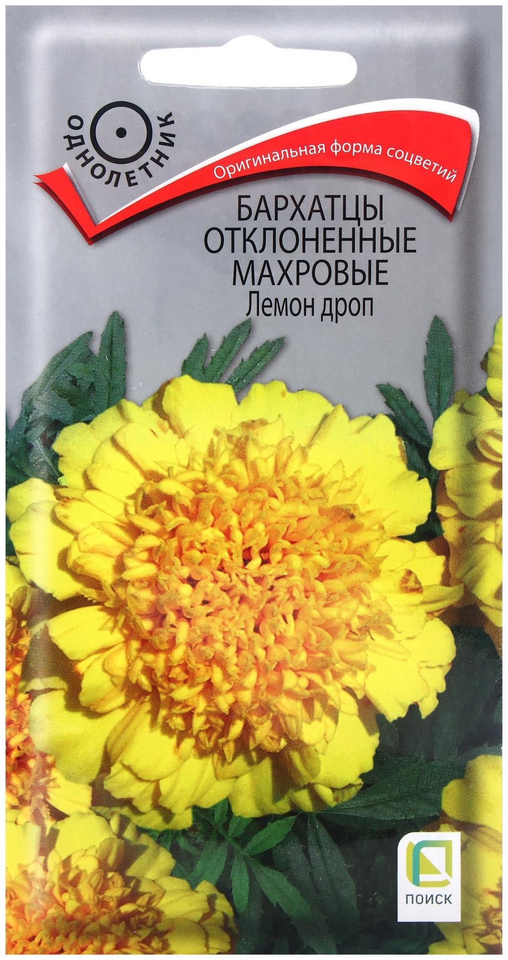 Семена цветов Бархатцы отклоненные махровые Лемон дроп, 0,4гр