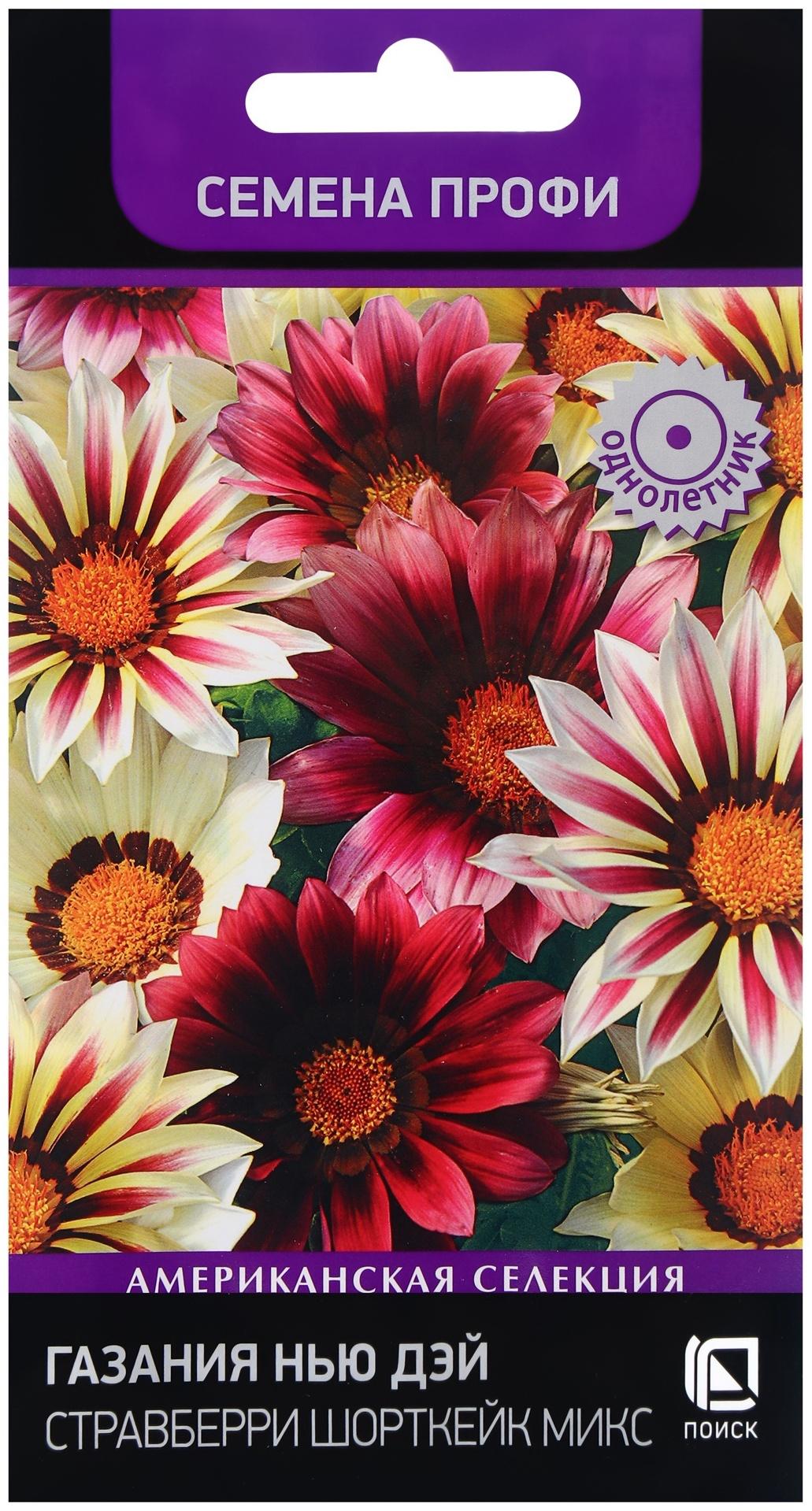 Семена цветов Газания Нью Дэй Стравберри Шорткейк микс, 10шт