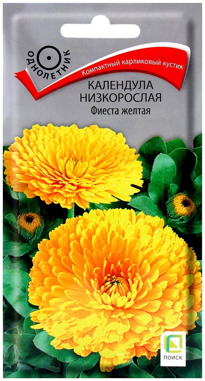 Семена цветов Календула низкорослая Фиеста желтая, 0,3гр