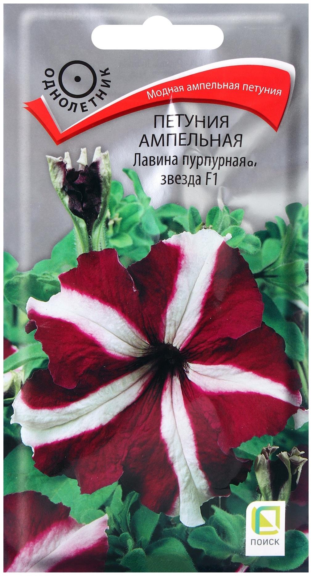 Семена цветов Петуния ампельная Лавина пурпурная звезда, F1, 10шт