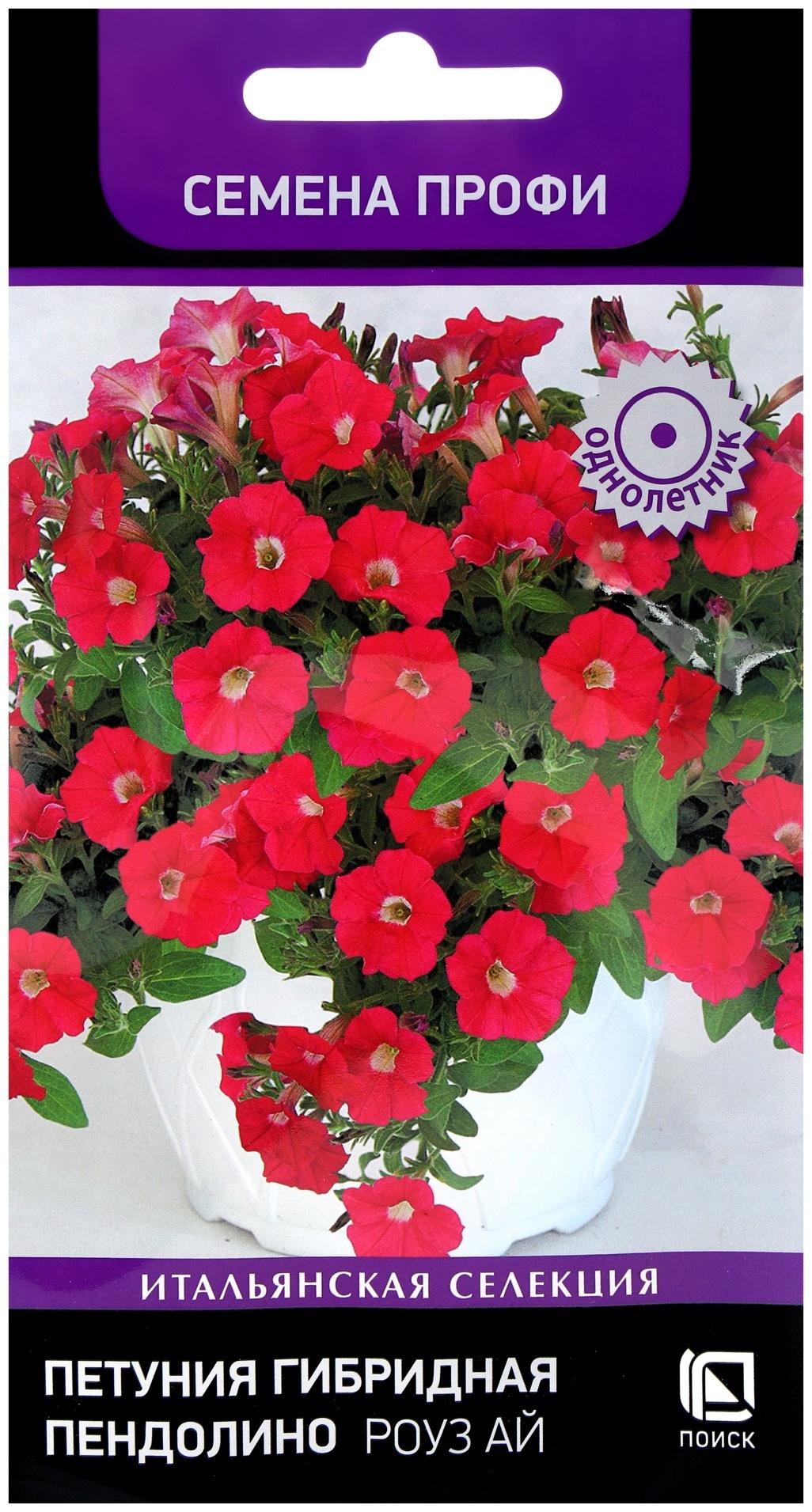 Семена цветов Петуния гибридная Пендолино Роуз Ай, 5шт