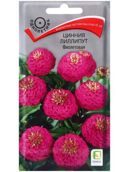 Семена цветов Цинния лиллипут Фиолетовая, 0,4гр
