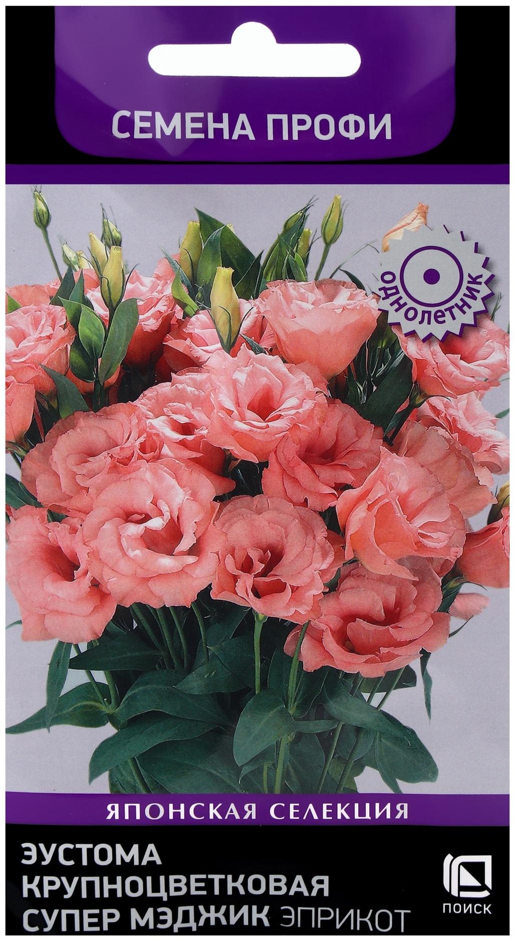 Семена цветов Эустома крупноцветковая Супер Мэджик Эприкот, 5шт