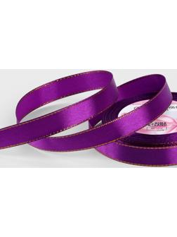 Лента атласная, с серебряным люрексом, 15 мм, 23±1 м, фиолетовая №35