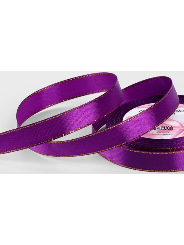 Лента атласная, с серебряным люрексом, 15 мм, 23±1 м, фиолетовая №35