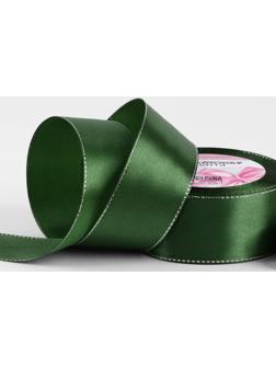 Лента атласная, с серебряным люрексом, 40 мм, 23±1 м, зелёная №49