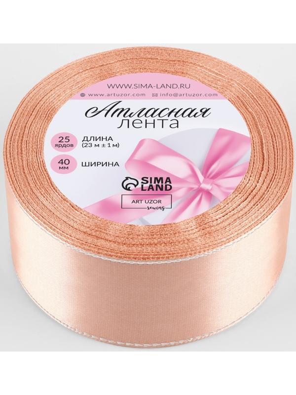 Лента атласная, с серебряным люрексом, 40 мм, 23±1 м, светло-розовая №107