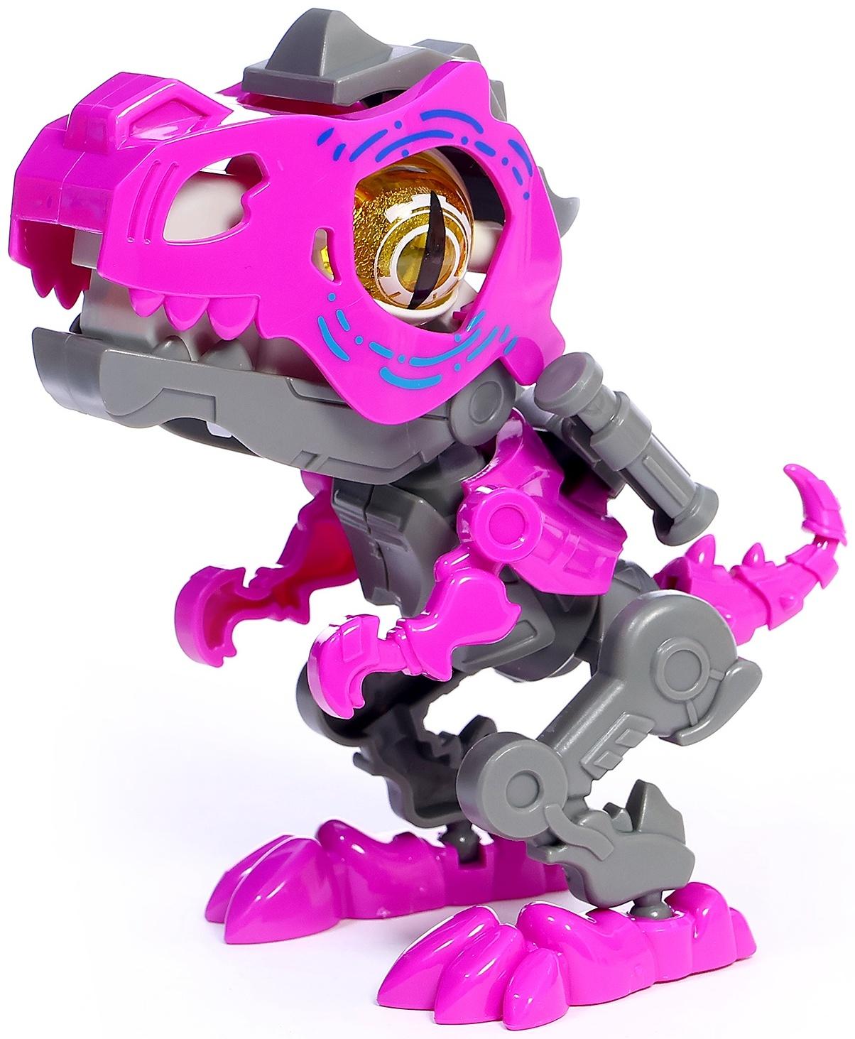 Электронный конструктор динозавр «Динобот», со звуком и подсветкой, на батарейках, цвет МИКС