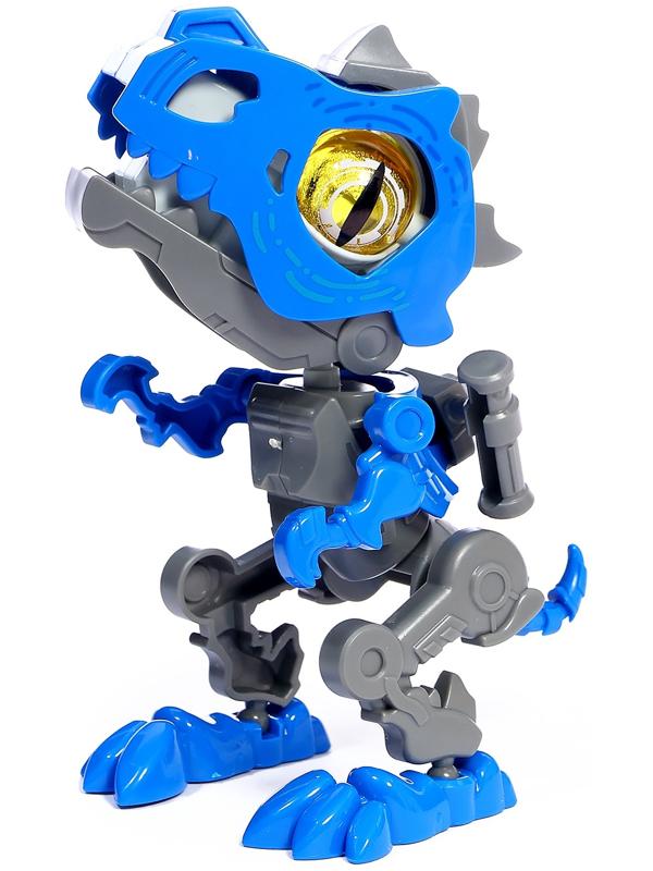 Электронный конструктор динозавр «Динобот», со звуком и подсветкой, на батарейках, цвет МИКС