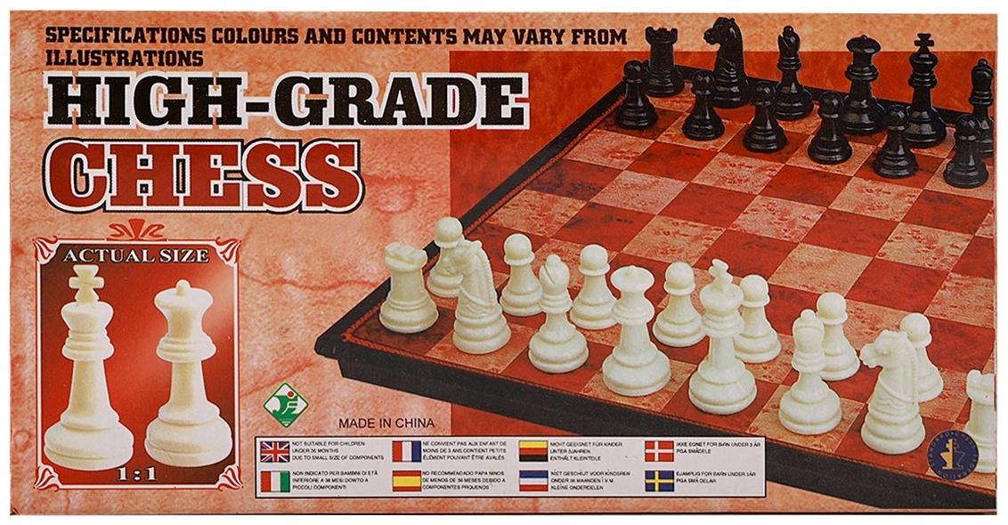 Шахматы 19 х 19 см, король h-3.3 см, d-1.5 см, доска и фигуры пластик