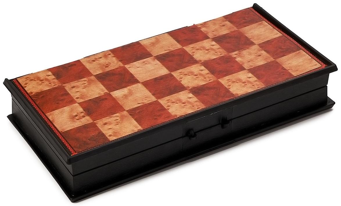 Шахматы 19 х 19 см, король h-3.3 см, d-1.5 см, доска и фигуры пластик