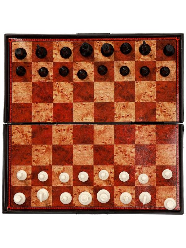 Шахматы 19 х 19 см, король h-3.3 см, d-1.5 см, доска и фигуры пластик