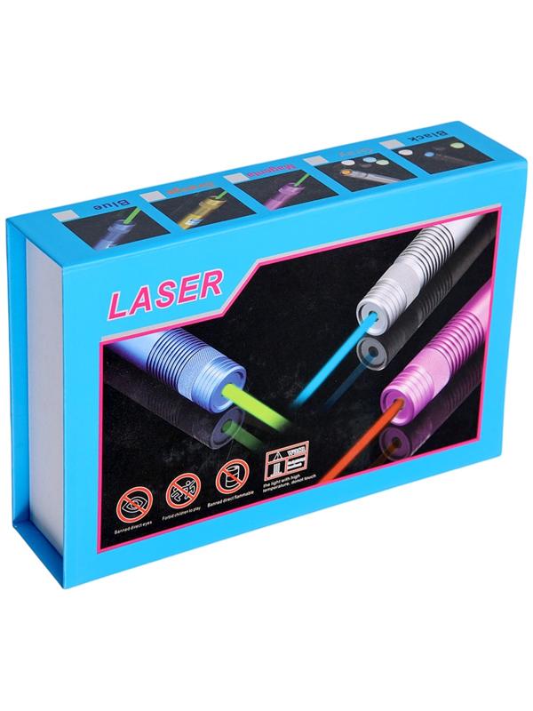 Лазерная указка мощная, с насадками, 1200 мАч, синий