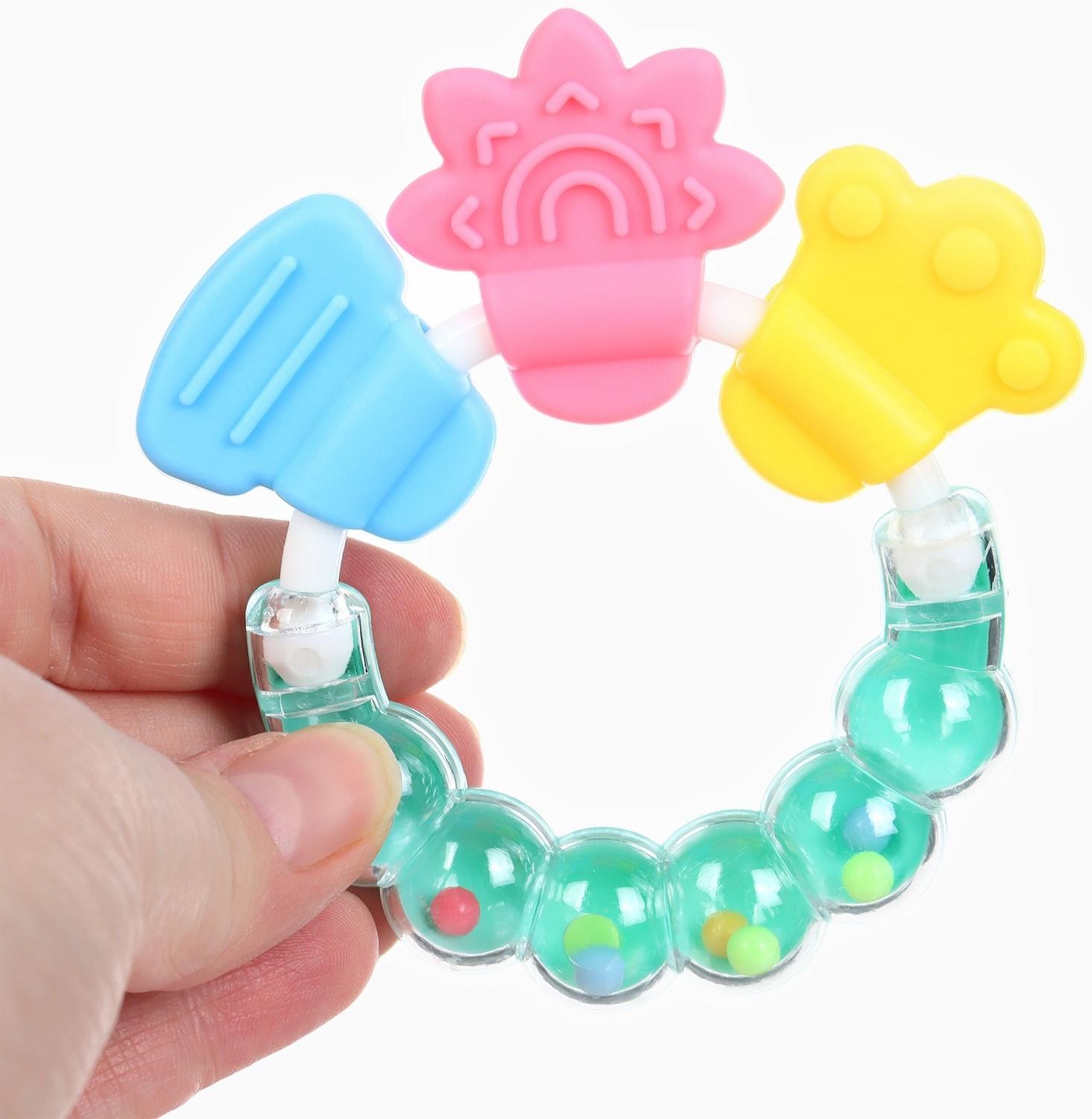 Прорезыватель погремушка Крошка Я «Браслетик», голубой/зеленый