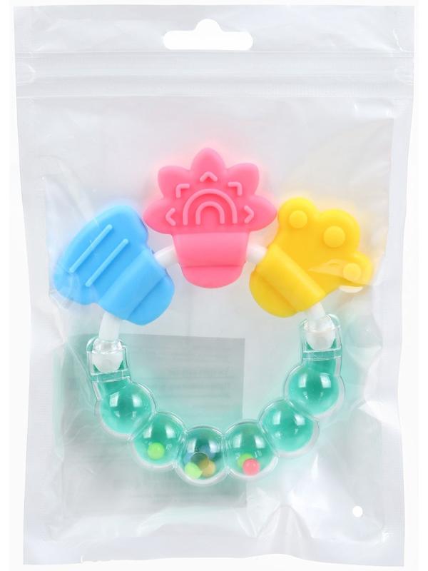 Прорезыватель погремушка Крошка Я «Браслетик», голубой/зеленый