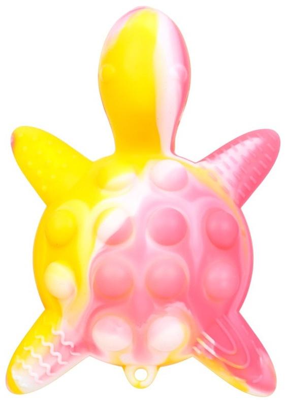 Прорезыватель силиконовый для зубов с погремушкой Крошка Я «Черепаха», 11х7,5см, розовый