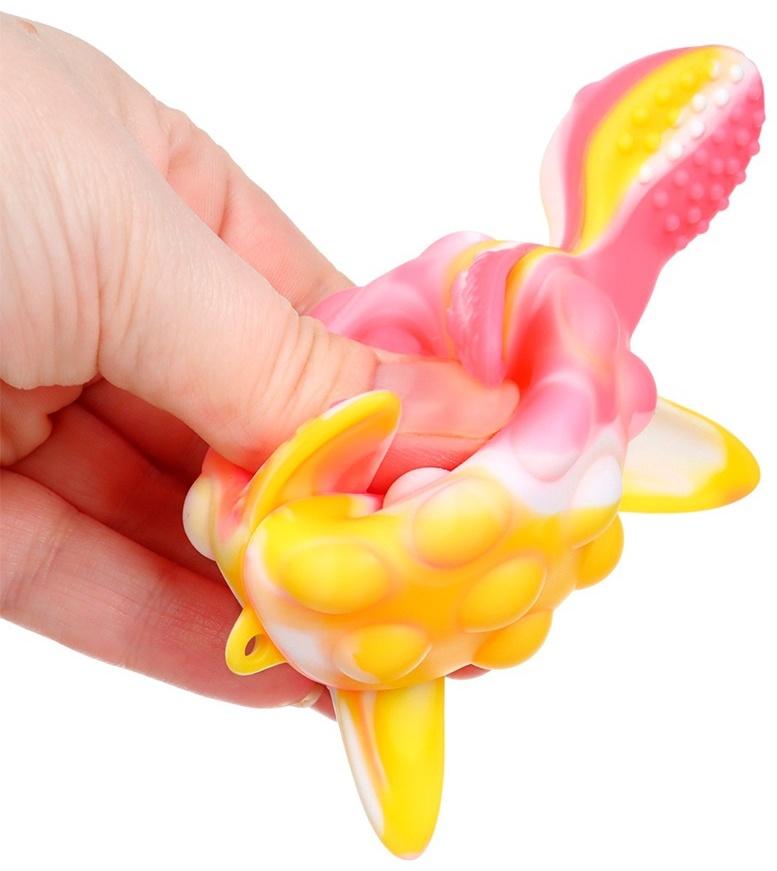 Прорезыватель силиконовый для зубов с погремушкой Крошка Я «Черепаха», 11х7,5см, розовый