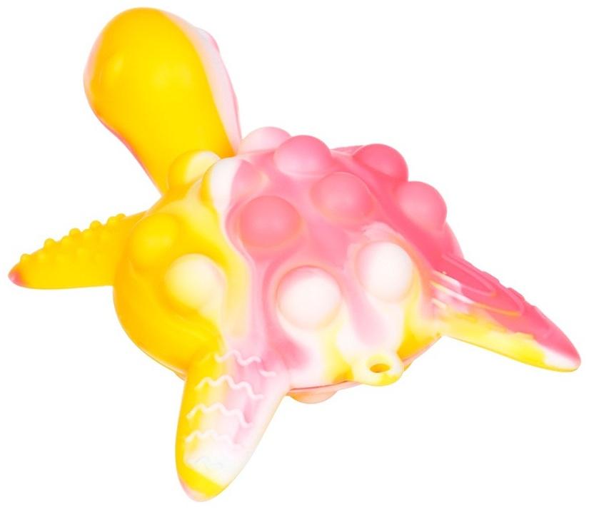Прорезыватель силиконовый для зубов с погремушкой Крошка Я «Черепаха», 11х7,5см, розовый