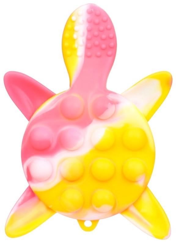 Прорезыватель силиконовый для зубов с погремушкой Крошка Я «Черепаха», 11х7,5см, розовый