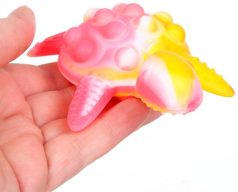 Прорезыватель силиконовый для зубов с погремушкой Крошка Я «Черепаха», 11х7,5см, розовый