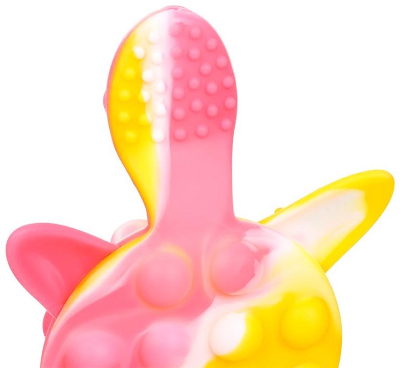 Прорезыватель силиконовый для зубов с погремушкой Крошка Я «Черепаха», 11х7,5см, розовый