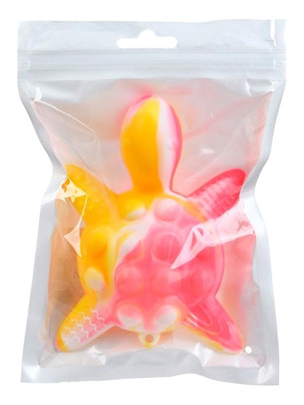 Прорезыватель силиконовый для зубов с погремушкой Крошка Я «Черепаха», 11х7,5см, розовый