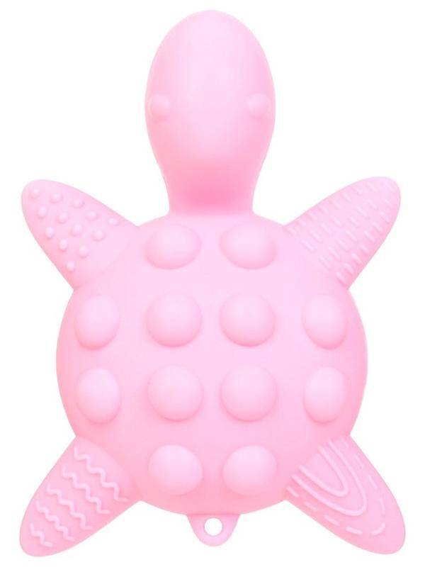 Прорезыватель силиконовый для зубов с погремушкой Крошка Я «Черепаха», 11х7,5см, розовый