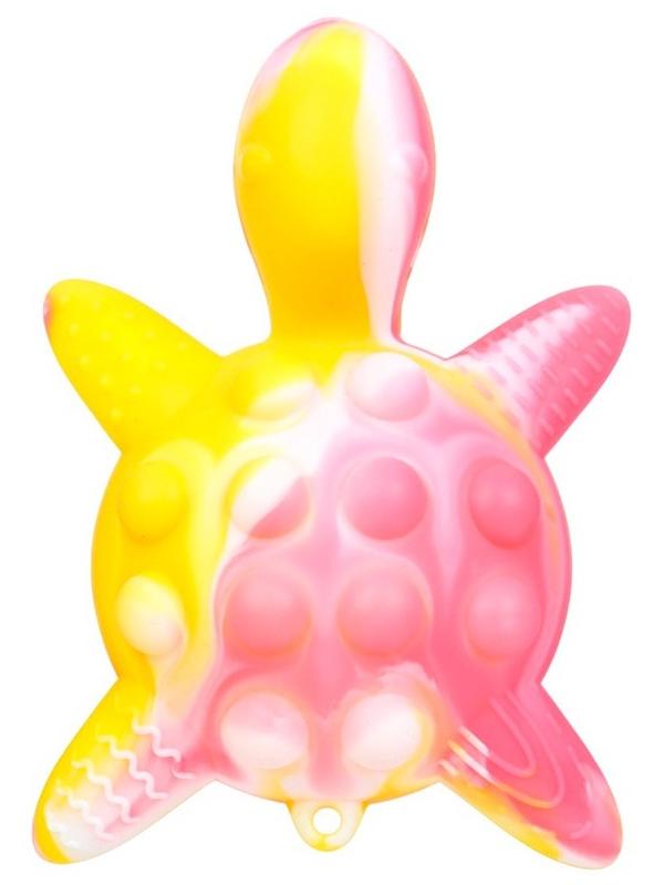 Прорезыватель силиконовый для зубов с погремушкой Крошка Я «Черепаха», 11х7,5см, розовый