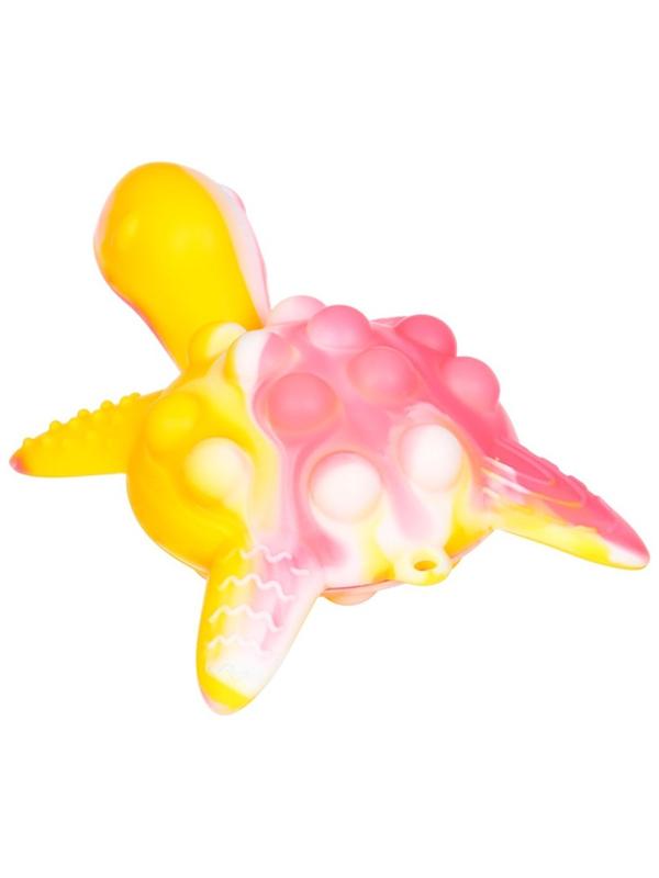 Прорезыватель силиконовый для зубов с погремушкой Крошка Я «Черепаха», 11х7,5см, розовый