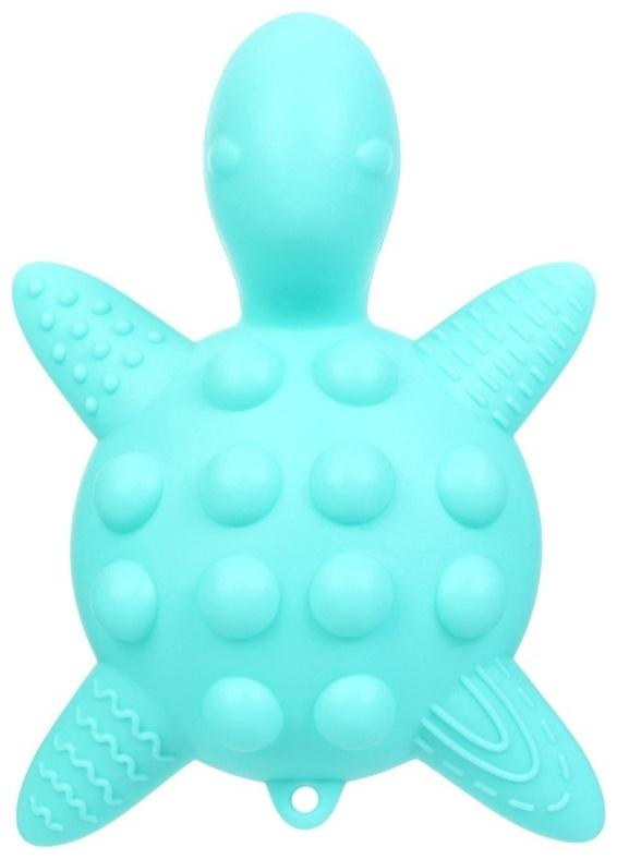 Прорезыватель силиконовый для зубов с погремушкой Крошка Я «Черепаха», 11х7,5см, бирюзовый