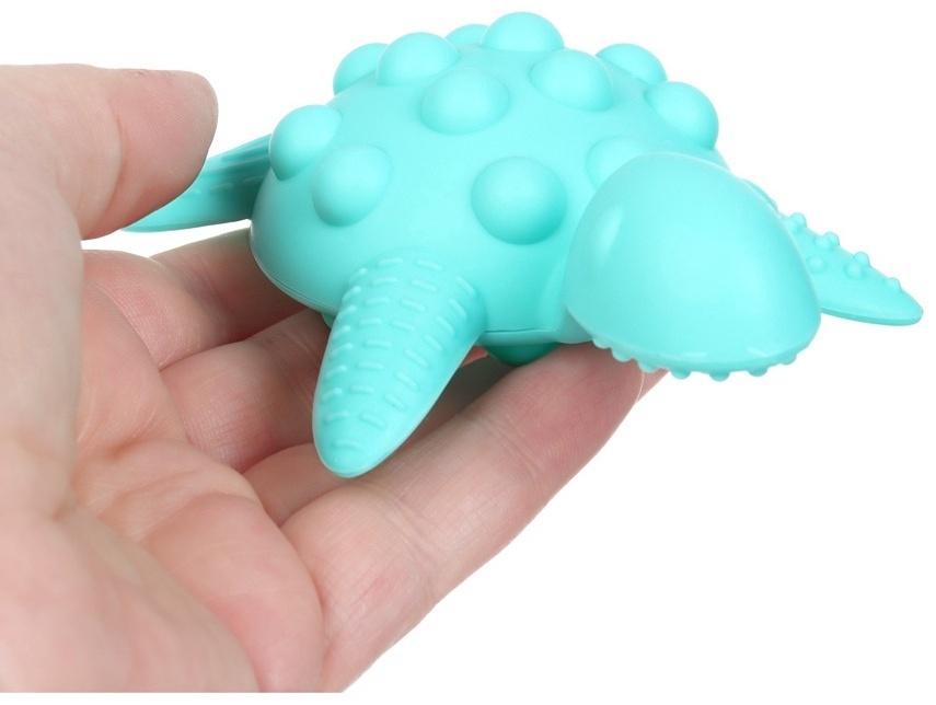 Прорезыватель силиконовый для зубов с погремушкой Крошка Я «Черепаха», 11х7,5см, бирюзовый