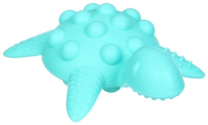 Прорезыватель силиконовый для зубов с погремушкой Крошка Я «Черепаха», 11х7,5см, бирюзовый