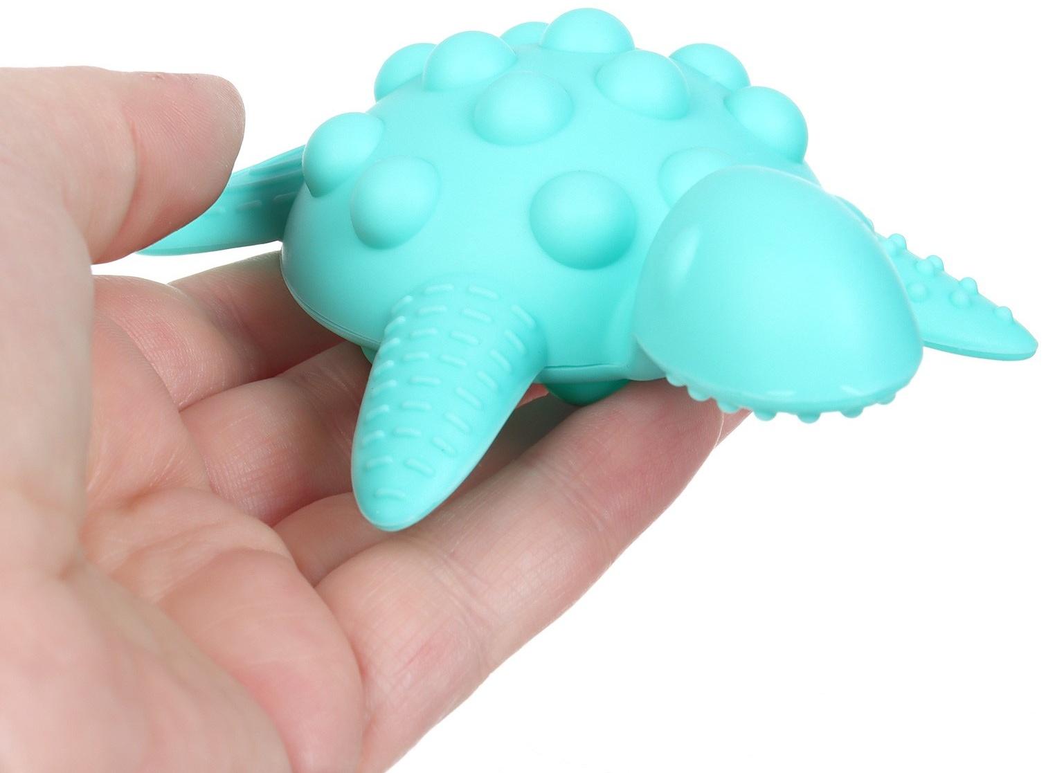 Прорезыватель силиконовый для зубов с погремушкой Крошка Я «Черепаха», 11х7,5см, бирюзовый