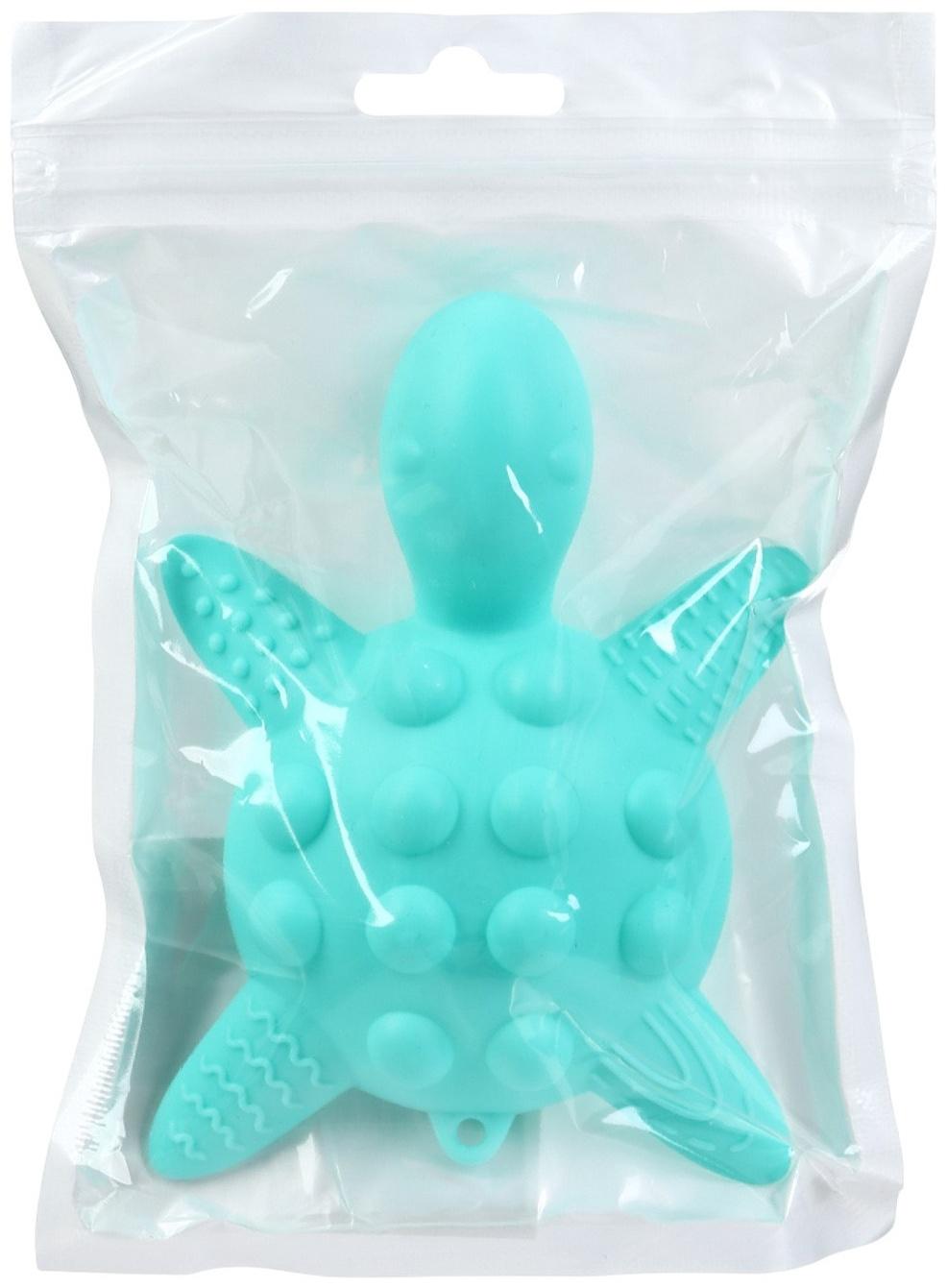 Прорезыватель силиконовый для зубов с погремушкой Крошка Я «Черепаха», 11х7,5см, бирюзовый