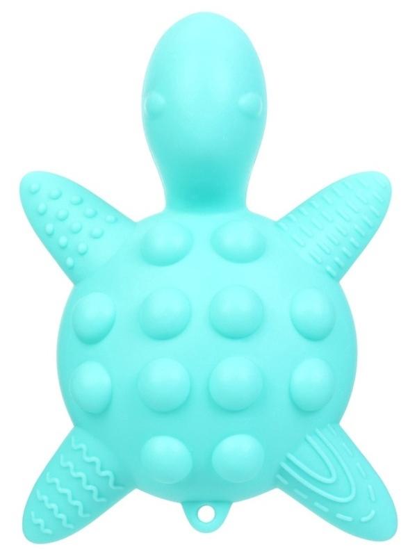Прорезыватель силиконовый для зубов с погремушкой Крошка Я «Черепаха», 11х7,5см, бирюзовый