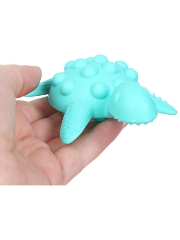 Прорезыватель силиконовый для зубов с погремушкой Крошка Я «Черепаха», 11х7,5см, бирюзовый