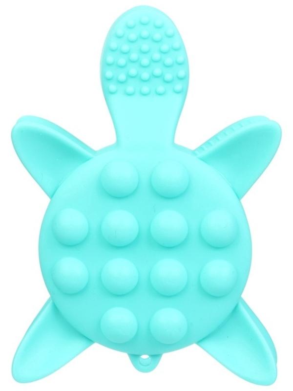 Прорезыватель силиконовый для зубов с погремушкой Крошка Я «Черепаха», 11х7,5см, бирюзовый